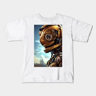 Portrait of a retro steampunk robot. Kids T-Shirt